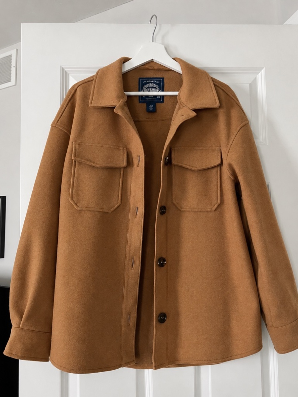 Cambridge Dry Goods Camel Brown Oversized Shacket Jacket Size M
